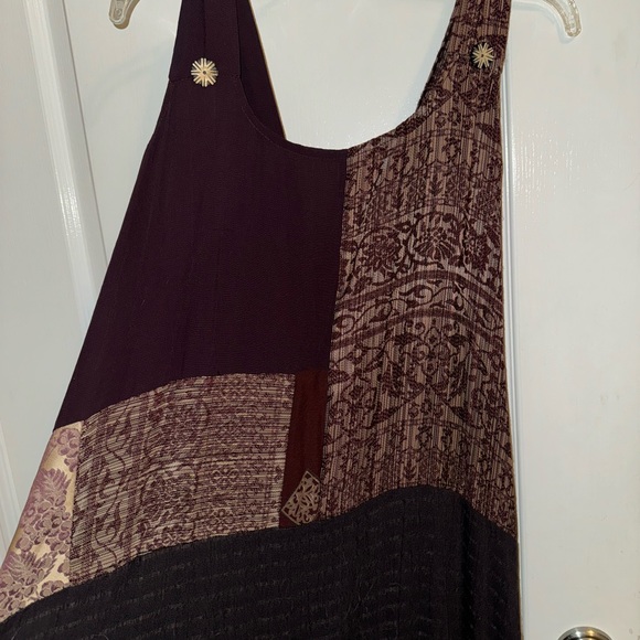 Bohemian Donna Jessica Merlot Patchwork Maxi Tank Dress Size 2 - Picture 3 of 14